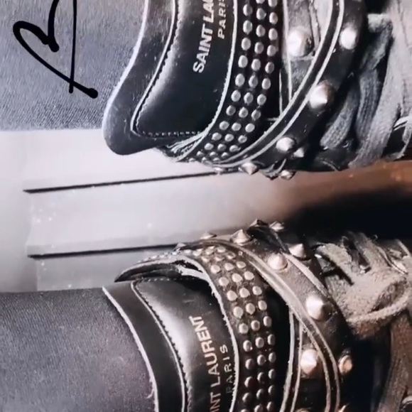 saint laurent leather studded accents sneakers - Picture 6 of 6